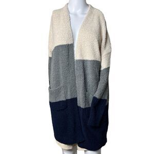 Weekends Every day Super Soft Color Block Open Front Cardigan Cream Size XS
